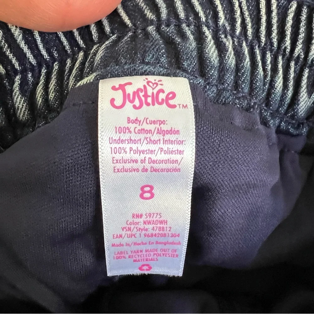 Justice Denim Cargo Skort NWT Size 8 Belted Bleach Washed